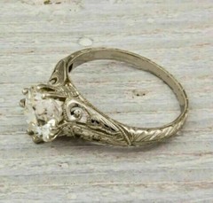 Art Deco Style 2.5Ct European Cut Lab-Created Diamond Engagement 925 Silver Ring