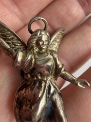 Beautiful Vintage Sterling Silver Guardian Angel Pendant Cubic Zirconia 20 Grams