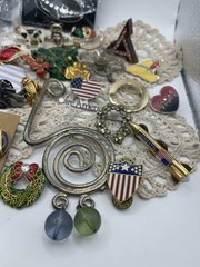 Huge Lot Of Pins, Costume Jewelry , Earrings And One Keychain