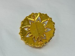 Vintage Large Signed LR Lady Remington Gold Tone Faux Baroque Pearl Brooch Pin
