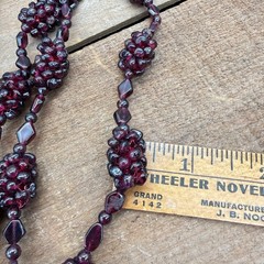 Vintage Garnet Grape Cluster Beaded Necklace 18″ Hang Continuous No Clasp