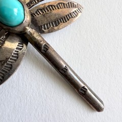 Vintage Southwestern Dragonfly Brooch Turquoise Sterling Silver Pin