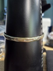 Mexico 925 Sterling Silver Fish Star Stamped Bangle Bracelet 8.25″ 16.77g