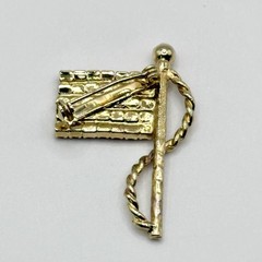 Vintage American USA Flag Brooch Rhinestone Gold Tone Patriotic 1.5” READ