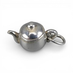 Vintage GRANDMA’S TEAPOT Charm for Bracelet STERLING SILVER Brown County NEW