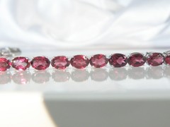New Sterling Silver 925 Natural Rhodolite Pink Garnet Tennis Bracelet 7.5″