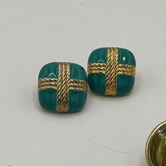 Lot Of 14 Pairs Estate Fashion Vintage Green Turquoise Tone Stud Earrings