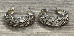 JEZ Jezlaine Sterling 925 Open Scroll Design Latch Back Earrings 2g Signed VTG