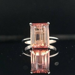 Vintage 14k white gold engagement ring 5.27ct. Natural Pink Tourmaline