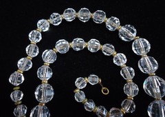 Antique Clear Faceted Crystal Chain Necklace 19″