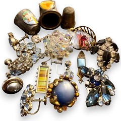Vintage Junk Drawer Jewelry Lot Earring Trinket Edlee Germany Texas State