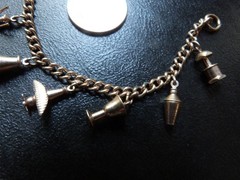 Vintage 1950s 60s Charm Bracelet Silver Tone 7 Inches Airplane Propeller Turns
