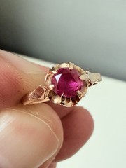 Vintage USSR 14K 583 Gold Ruby Ring Soviet Russian Jewelry Size 5.5 EU16