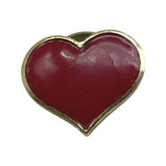 J7I Vintage Hallmark Red Enamel & Gold Tone (Broken) Heart Pin Brooch AS IS