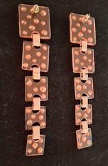 Vintage 4.75 Inch Lucite Clear With Orange Rhinestones Post Earrings Very Groovy