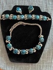 Vintage Estate Signed CORO Pegasus Confetti Thermoset Necklace Bracelet Earrings