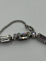 Vintage Weiss Rhinestone Bracelet Silver Tone