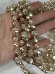 Vintage Necklace Multistrand Simulated Pearl Collar Rondelle Statement 16-18 in