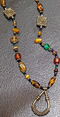 vintage handmade Boho Chic Beaded Necklace with Silver/cooper-Tone Accents