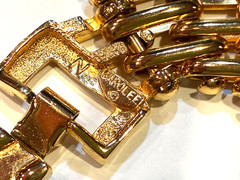 Vintage Dramatic Carole Lee Designer 1980 Gold Tone Lattice Link Signed Necklace