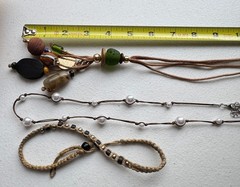 3PC Wood /Glass/Pottery /Silver beads ,Bead Choker Native ,Tribal Style