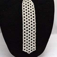 Vintage 60s Retro Chic Faux Pearl Woven Necktie Necklace – Marked Hong Kong