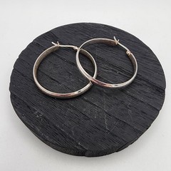 Vintage Retired Sun Day TH SU 925 Sterling Silver Hollow Hoop Earrings 7g