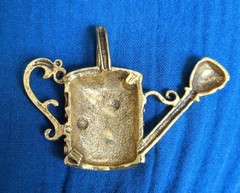 Vintage Adorable Gold Tone Floral Cottagecore Nature Garden Watering Can Pendant