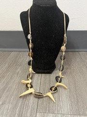 Vintage Handmade Knotted Carved Shell Boho Tribal Necklace