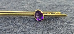 Antique Victorian 15K Yellow Gold Deep Purple Amethyst Crimp Set Brooch Pendant