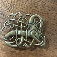 Norway viking Urnes bronze brooch Scandinavian design From Maine Estate