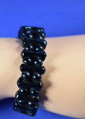 Lovely Vintage Memory Wire Black Glass Beaded Bracelet -Fits All