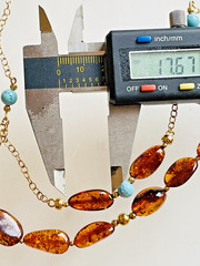 Natural Baltic Amber Necklace With Turquoise 14K Gold Filled