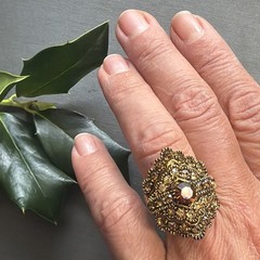 Vintage Ring Cognac Topaz Rhinestone Statement Cocktail Adjustable Size
