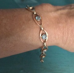 Art Deco Blue Zircon 14k Gold Bracelet