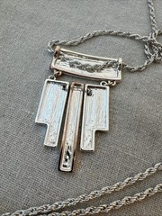 Brutalist Modernist chunky Mirror abstract chain 1990s Necklace Metal Jewelry