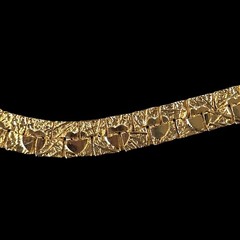 VTG Gold Plated Flat Chain Necklace Nugget Textured Heart Reversible Signed 20″