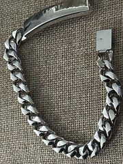 VTG Speidel ID Bracelet RHODIUM Plated Large Curb Cuban Link Inscription JEFF