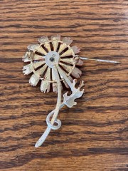 Vintage Retro Enamel Daisy Flower Brooch, 3.5 Inches Long Lapel Pin A. Pepper