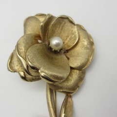 Vintage Francois By Coro Brooch Flower Textured Gold Tone Statement Large 4 Inch