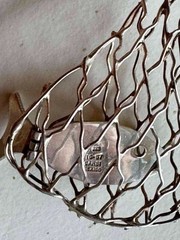 Vintage Large Sterling .925 CARSI Fish Jointed Articulated Tail in Fishing Net