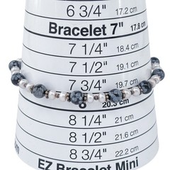 Vintage Sterling Silver 925 Snowflake Obsidian Pearl Beaded Bracelet 7.5″-8.25″