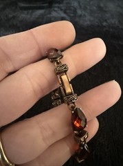 Vintage Amber/red And Yellow Rhinestones In Copper Tone Bracelet