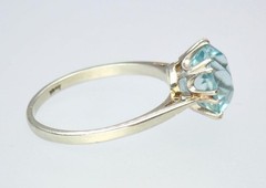 Antique Art Deco 18K Gold 5.4ct Old Cut Blue Zircon Solitaire Engagement Ring 6