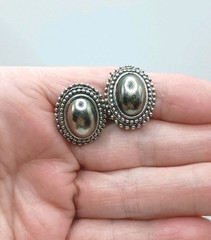 Vintage Silver Tone Filigree Hinged Bracelet Clip Earrings Brooch Set