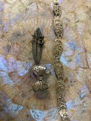 Vintage 900 Silver Bracelet And 800 Brooches