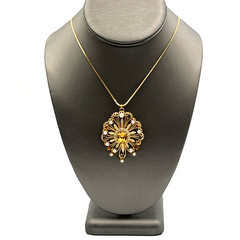 Vintage Francois by Coro Rhinestone Brooch & Pendant Necklace Gold Tone 16″