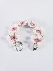 Vintage Lisner Dogwood Thermoset & Rhinestone Necklace, Bracelet and Earring Set