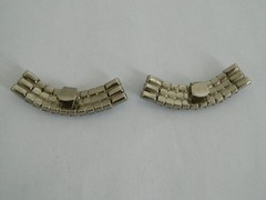 Vintage Pale Blue Round and Baguette Rhinestone Dress Clips Silver Tone