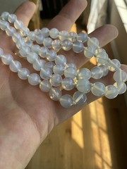 Opaline Opalescent Glass Beaded Vintage Necklace 32” Long